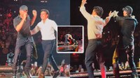 ¡A los pies de Checo! Enrique Iglesias se hincó para reverenciar a Sergio Pérez en concierto (VIDEO)