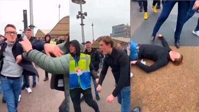 El aficionado del Chelsea terminó noqueado luego de colmarle la paciencia a seguidores del West Ham.