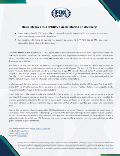 FOX Sports expande su presencia en las plataformas de streaming