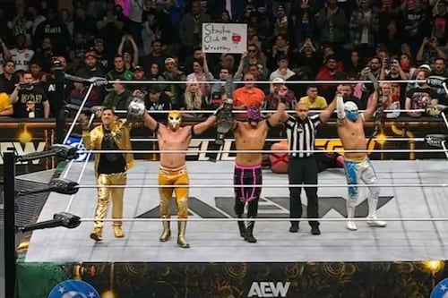 ¡Místico, Máscara Dorada y Neón retienen el campeonato de tríos en AEW: Full Gear! (VIDEO)