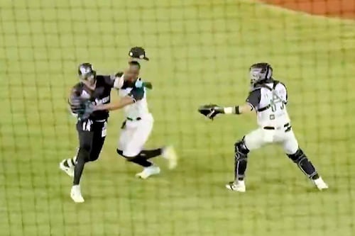 ¡Pelea campal en LMB! Jugador de Rieleros intentó golpear con bate al pitcher de Guerreros (VIDEO)