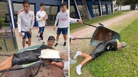 Plantel de Chivas festeja a Kevin Castañeda: Amarrado, con pastelazo y manguerazo (VIDEO)