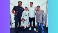 Isaac Alarcón SORPRENDE a Checo Pérez con un jersey de San Francisco 49ers: ‘¡Papito, cómo estás!’