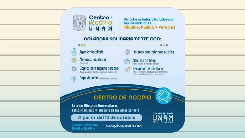 ¿Dónde están los CENTROS DE ACOPIO para damnificados por INUNDACIONES? UBICACIÓN por estado