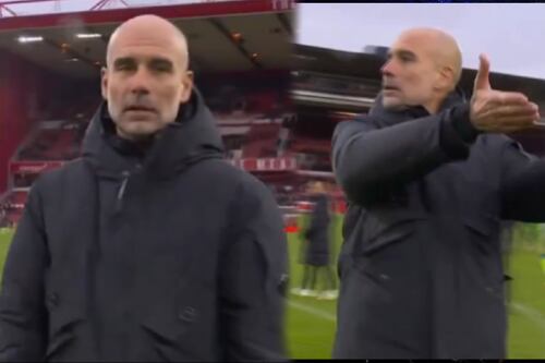 Guardiola se molestó con un camarógrafo que le ESTORBÓ y no lo dejó celebrar con la afición (VIDEO)