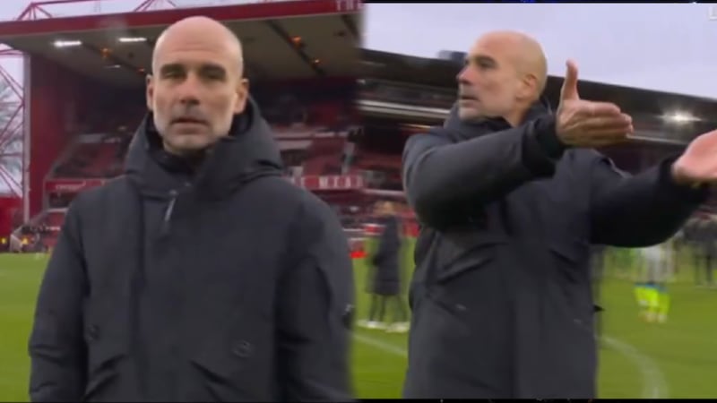 Guardiola se molestó con un camarógrafo que le ESTORBÓ y no lo dejó celebrar con la afición (VIDEO)