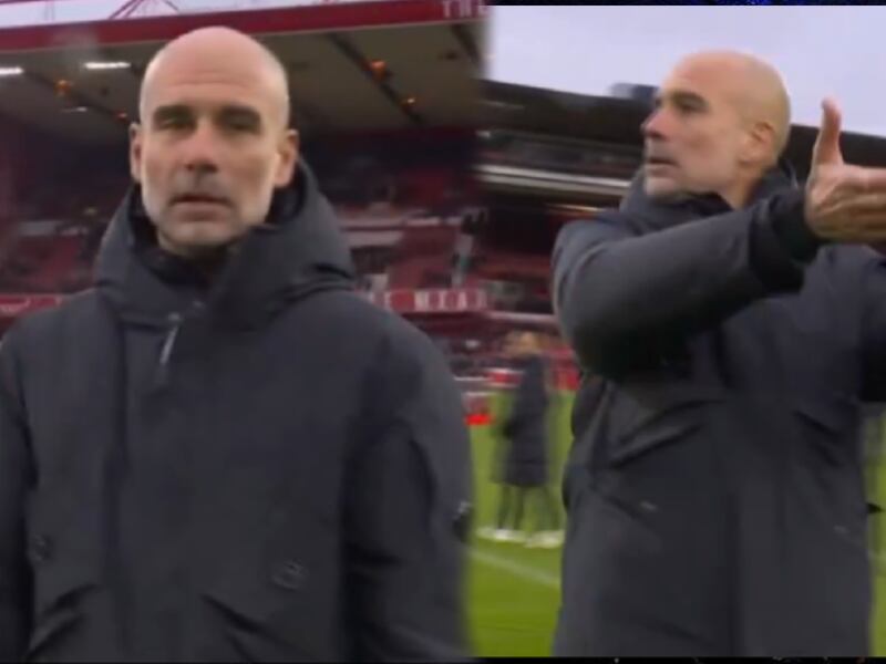 Guardiola se molestó con un camarógrafo que le ESTORBÓ y no lo dejó celebrar con la afición (VIDEO)