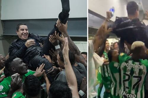 ‘¡Mexicano, mexicano!’; Juárez fue alabado por jugadores del Atlético Nacional en celebración de Copa Colombia