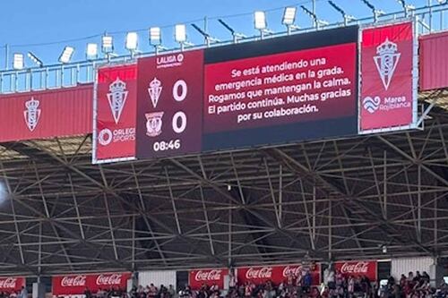 Muere aficionado del Sporting de Gijón dentro del estadio y suspenden partido en España