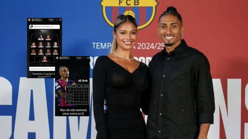 ‘¿Juega basquetbol o qué?’: Pareja de Raphinha EXPLOTA tras no ser incluido en el XI ideal de The Best