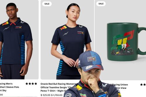 ¡Rematan mercancía de Checo Pérez en Red Bull hasta con 70 por ciento de rebajas!
