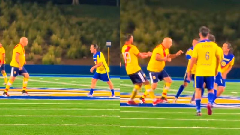 Bofo Bautista se reta a golpes con Jagger Martínez en juego de leyendas América vs Morelia (VIDEO)