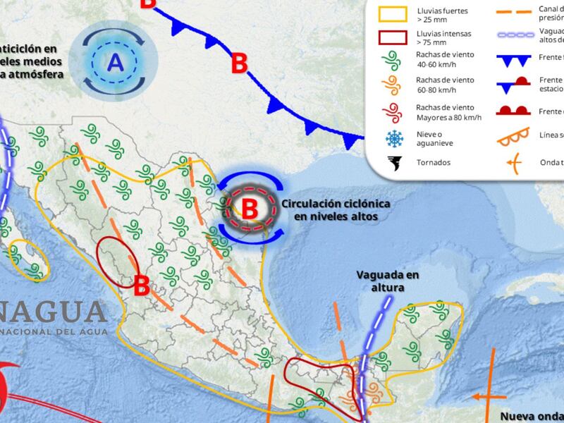 2 Ondas Tropicales, Monzón y Vaguada causan 4 días de fuertes lluvias en México; estados más afectados