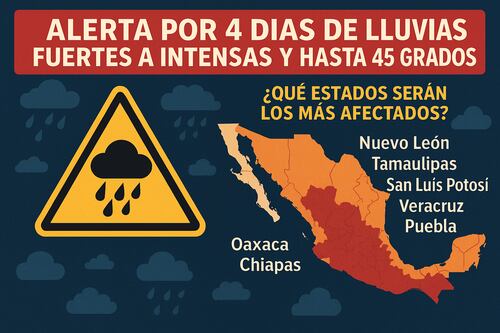 Alerta por 4 días de lluvias fuertes a intensas y hasta 45 grados, ¿qué estados serán los más afectados?