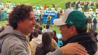 Ochoa disfruta partido de NFL en el Bernabéu y estuvo con Casillas, Falcao y Solari