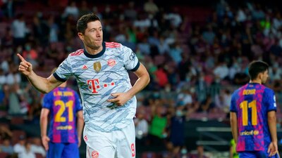 Lewandowski le marcó un gol al Barcelona en la goleada 8-2, en agosto de 2020.
