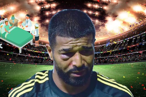 ¡Búfalo herido! Así le quedó el ojo a Rodrigo Aguirre tras duro golpe ante Atlético San Luis