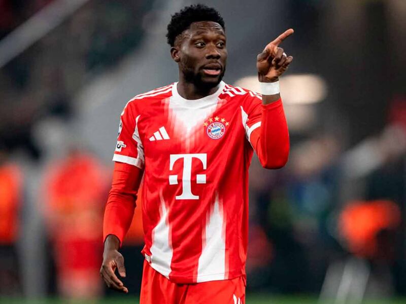 Alphonso Davies vuelve a lesionarse con el Bayern Munich; segunda en 2026 y a 3 meses del Mundial