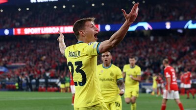 Barella abrió el marcador ante Benfica, por los Cuartos de Final.